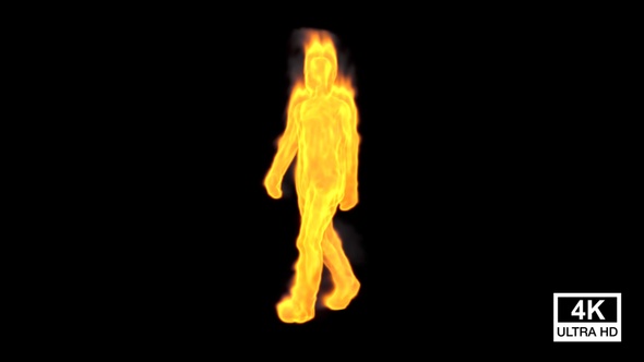 Walking Fire With Smoke Man