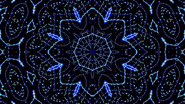 Bright abstract light governing full color, kaleidoscope, blue background