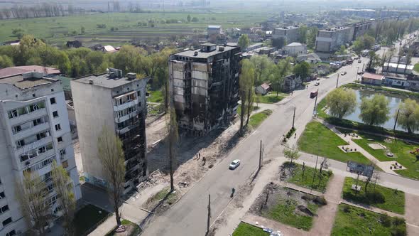 Destroyed Residential Building in Borodyanka Kyiv Region Ukraine