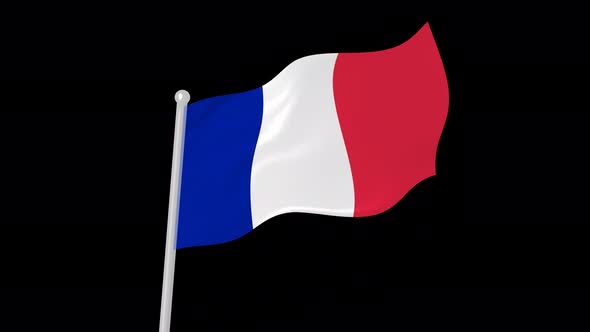 France Flag Waving Animated Black Background