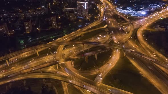 Complex Road Junction. Flyover. Aerial View