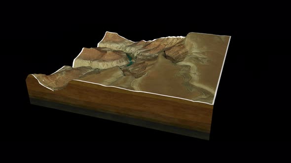 Grand Canyon Arizona terrain  map 3D render 360 degrees loop animation