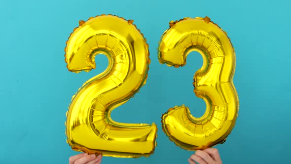 Gold Foil Number 23 Twenty Three Celebration Balloon