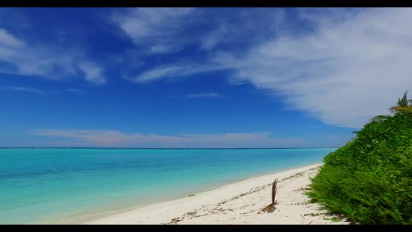 Aerial view landscape of exotic shore beach adventure by clear water with white sandy background of 