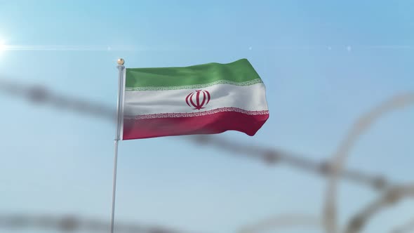 Iran Flag Behind Border alt