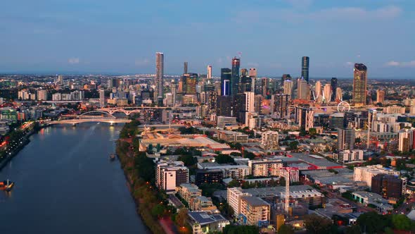 Aerial View Of Neighborhood In Toowong, Brisbane, Queensland, Australia At Sunset - drone shot