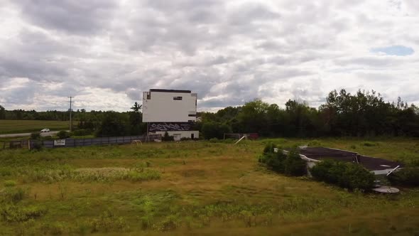 Abandoned drive in movie theater aerial.
