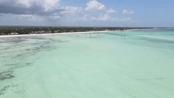 Zanzibar Tanzania  Aerial View of the Ocean Near the Shore of the Island Slow Motion