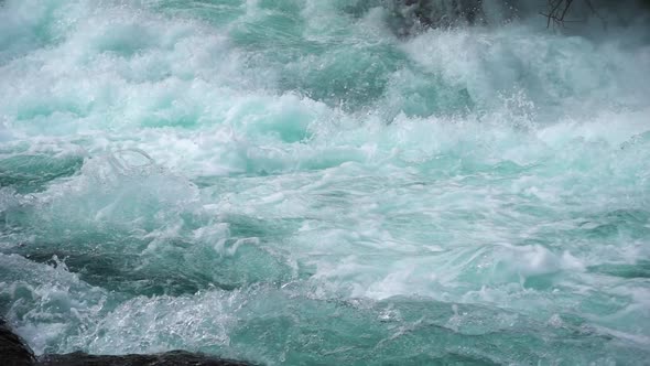 Mountain River Water with Slow Motion Closeup