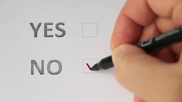 Checklist With Options Of Yes Or No (In English) - Pointing No