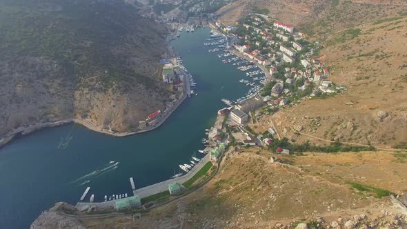 Drone View of Ships in Balaklava Bay Crimea