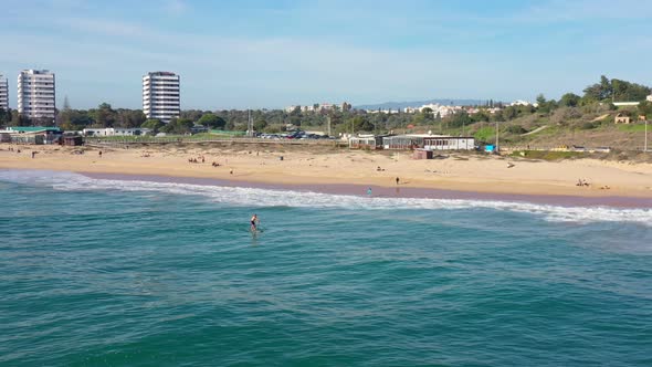 Aerial View of Beautiful Portuguese Beaches with Rocky Sandy Shores and Pure Sand for Tourists