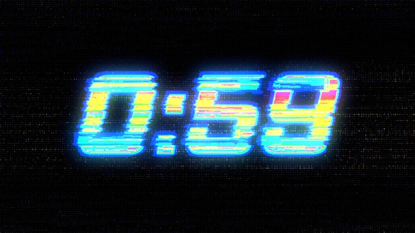 Cyber Glitch Countdown. 60 seconds