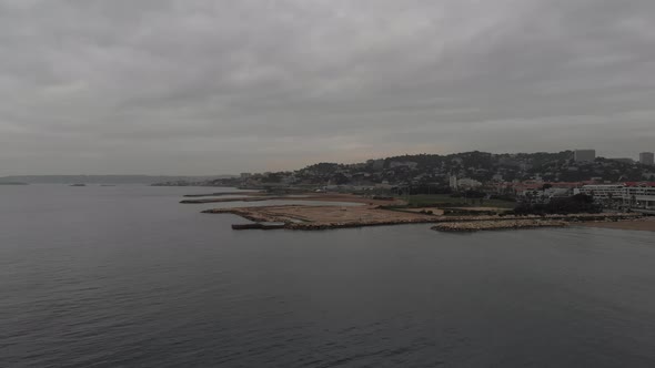 Flying over Marseille beautiful coastline. France 2020