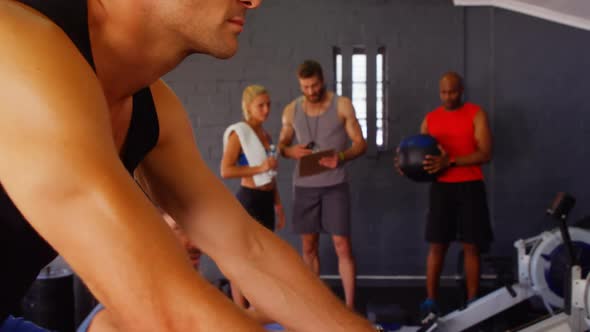 Group of fitness people doing exercise