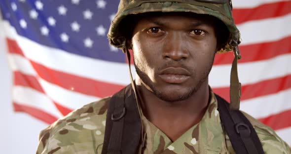 Portrait of military soldier standing