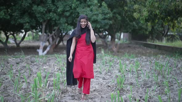 Indian Girl in Green Field