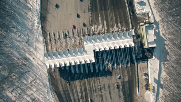 Big Toll Plaza on a Toll Road in Winter