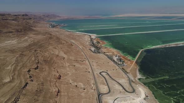 Aerial of the Dead Sea and its surroundings