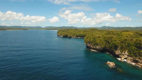 Rocky Coast of Tropical Island