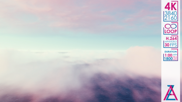 Flying Through White Pink Clouds In Blue Sky And Ocean alt