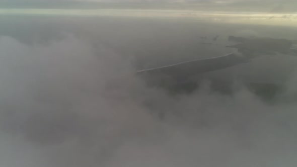 Faraway aerial view above the cloud of empty beach, Westfjords Region, Iceland.