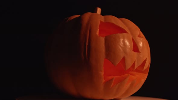 Halloween Pumpkin Jack-o-lantern Candle Lit. Dark, Vegetable.