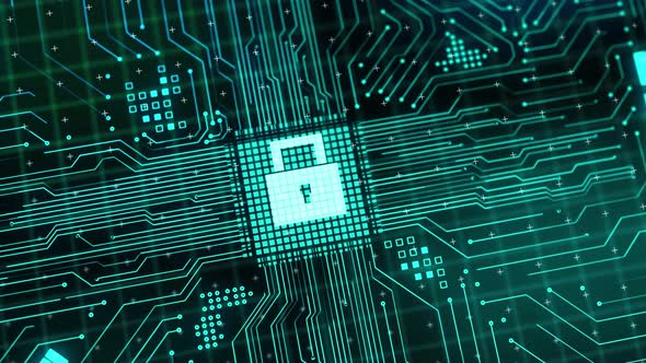 Hacker attack computer hardware microchip while process data through internet network