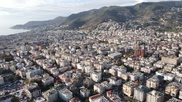 Aerial View Alanya Turkey  Resort Town Seashore