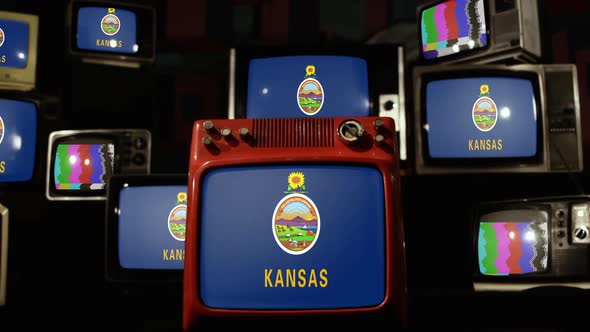 Flag Of Kansas on Retro TVs.
