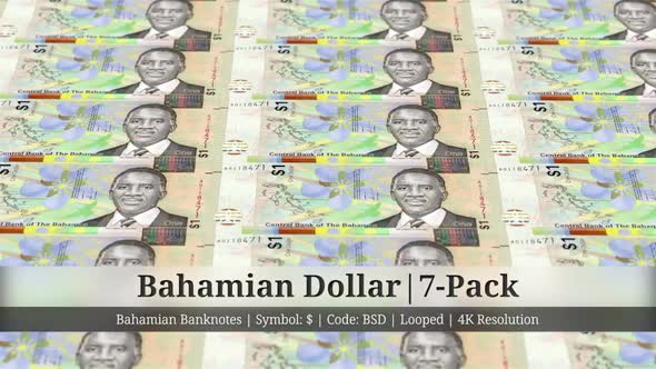 Bahamian Dollar | Bahamas Currency - 7 Pack | 4K Resolution | Looped