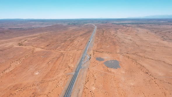 Karoo semi-desert in South Africa, drone panning shot left to right, high shot