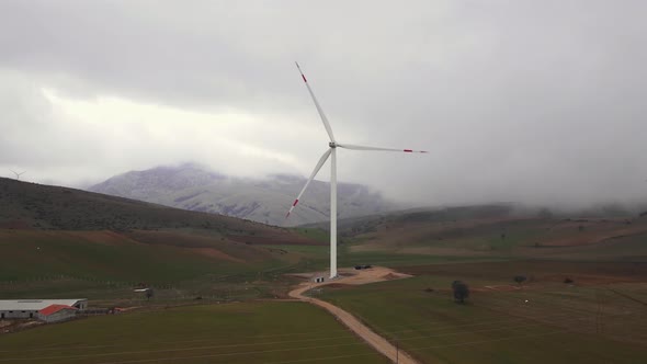Wind turbines in wind power farm