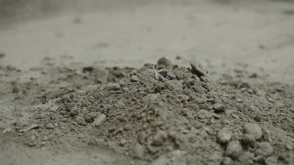 Construction Concrete Dust and Residues Lie on the Floor