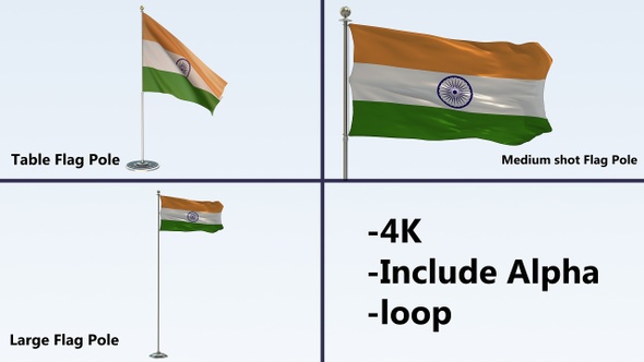 India Flag Pole Pack 4k-Loop