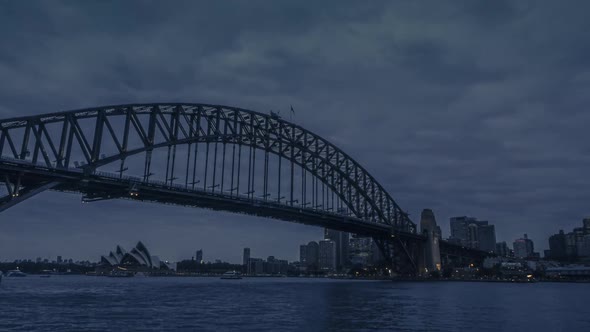 Sydney Harbour Bridge evening timelapse