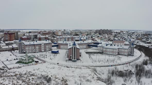 View of a Snowy Residential Area
