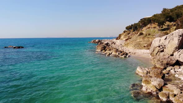 Aerial View of Beautiful Costal Shore in Vlore Albania