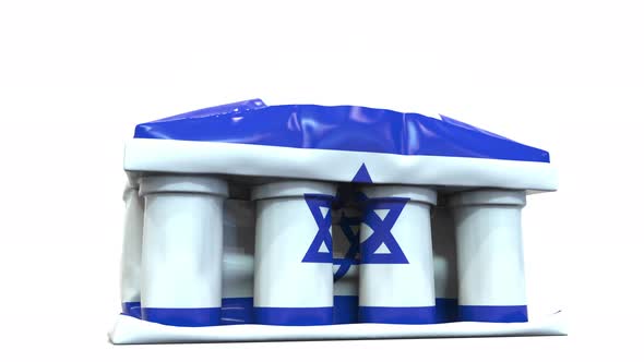 Deflating Bank or Government Building with Flag of Israel