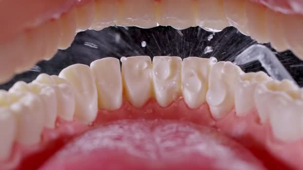 Water Flosser Cleaning Teeth on Black 120 Fps