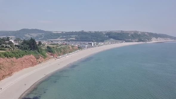 Flying along the amazing sandy white beach of Seaton England. This tourists destination is a histori
