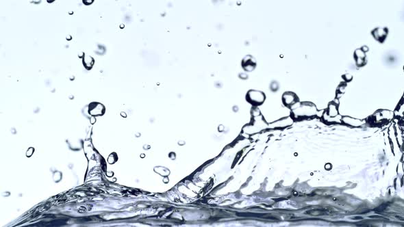 Super Slow Motion Shot of Water Splash at 1000Fps on White Background