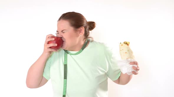 Corpulent Woman Struggling to Eat Healthy