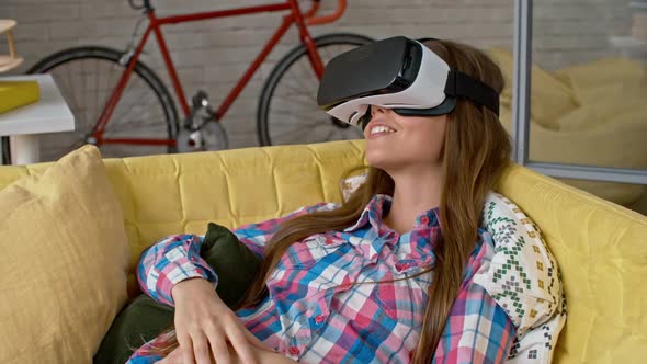 Young Woman Enjoying Virtual Reality