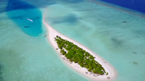 Drone view tourism of tropical tourist beach by sea with sand background