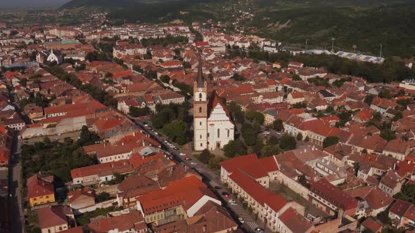 Aerial view of the Evangelical Church in Bistrita