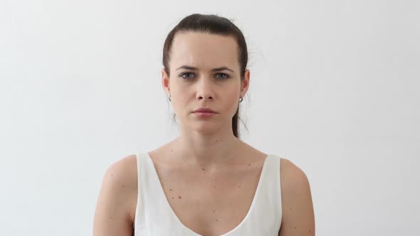 Angry Young Woman Arguing and Yelling Gesture Portrait