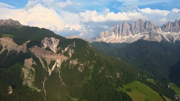 Flying over the top of the Odle Mountains