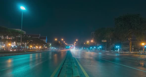 Hyperlapse of Night City Traffic on Street Intersection