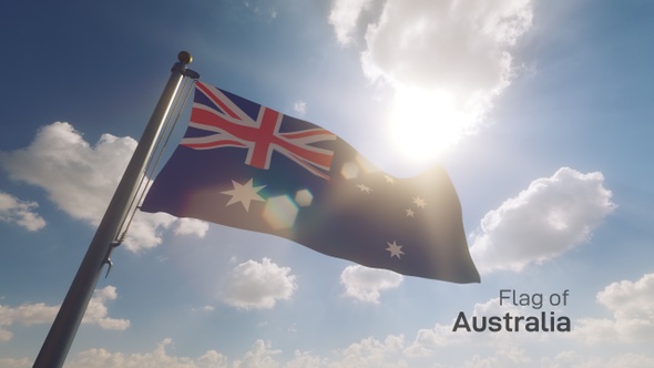 Australia Flag on a Flagpole V2